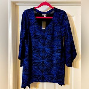 Dressy blue and black sparkly Avenue  blouse